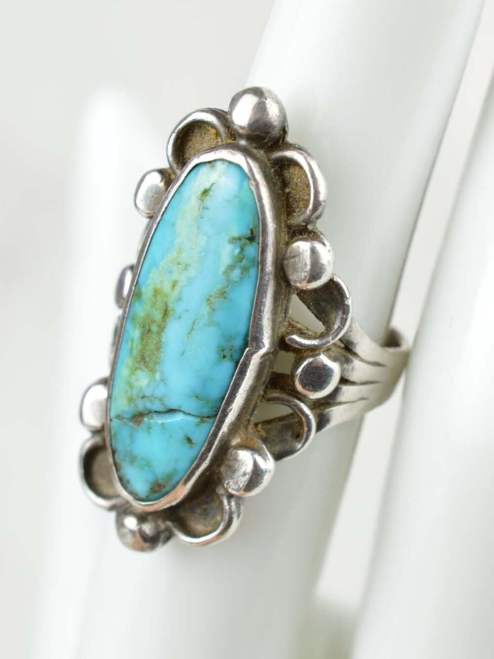 VTG Navajo Sterling Silver Turquoise Statement Ring Size 5.25 - Picture 3 of 11